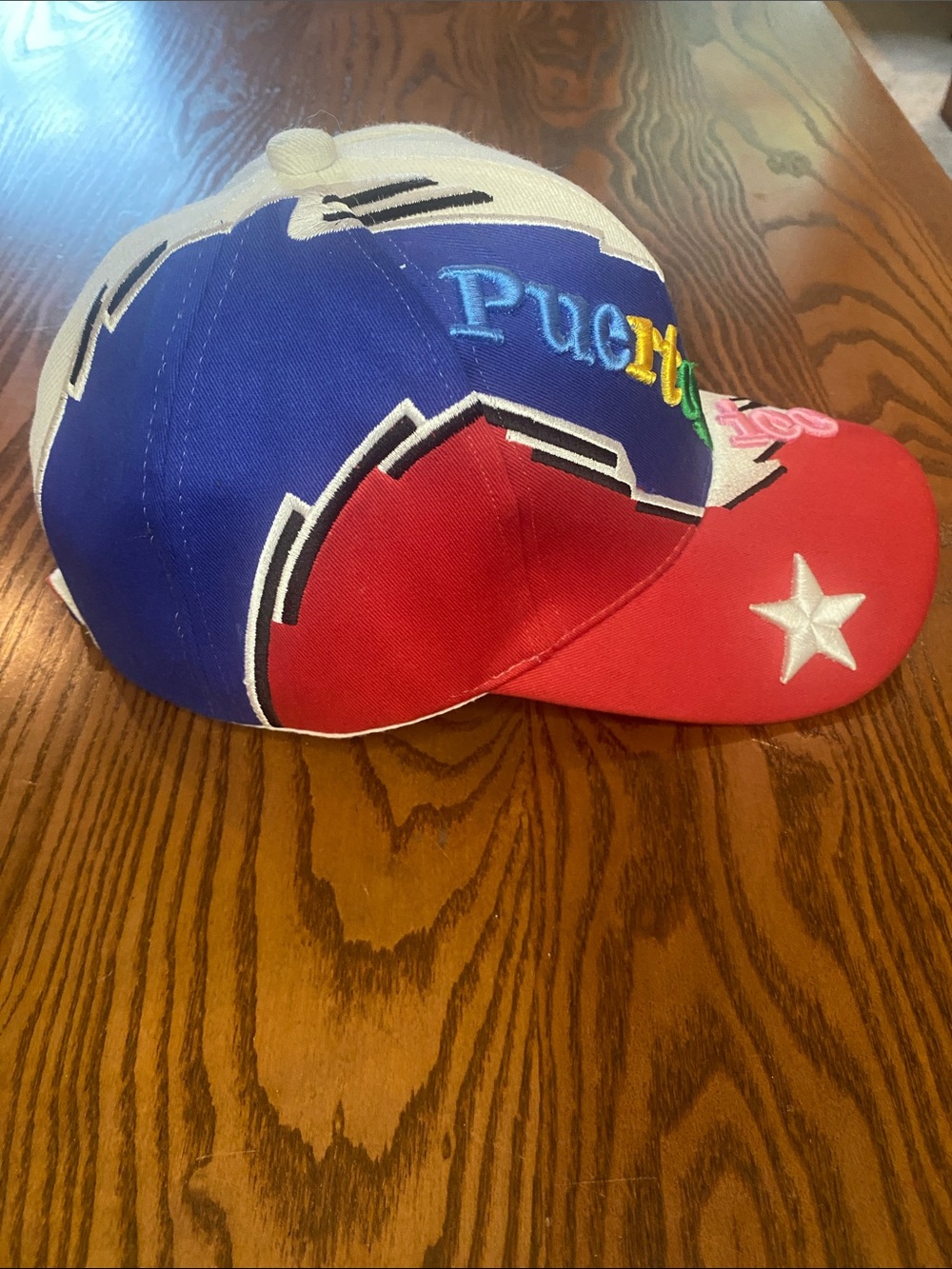 Colorblock Embroidered Baseball Cap with Multicolor Lettering  - Puerto Rico - Picture 6 of 10